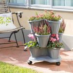 3tlg Blumenpflanzgefäß Geranio grau - 4035.4_Bild_2