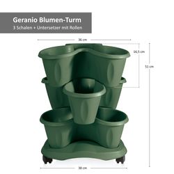 30017-Bama-Geranio-Blumen--und-Kraeuter-Topf-Bemassung-Gruen.jpg 3tlg Blumenpflanzgefäß Geranio grün - 4035.7_Bild_2