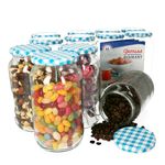 12er Set Rundglas 1062 ml To 82 blau karierter Deckel incl. Diamant Gelierzauber Rezeptheft_Bild_1