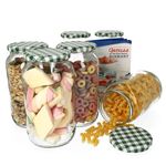 6er Set Rundglas 1062 ml To 82 grün karierter Deckel incl. Diamant Gelierzauber Rezeptheft_Bild_1