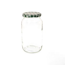 1062GruenKarriertSingle.jpg 12er Set Rundglas 1062 ml To 82 grün karierter Deckel incl. Diamant Gelierzauber Rezeptheft_Bild_2