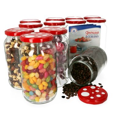 12er Set Rundglas 1062 ml To 82 Fliegenpilz Deckel incl. Diamant Gelierzauber Rezeptheft_Bild_1