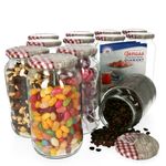 12er Set Rundglas 1062 ml To 82 Holz Herz rot Deckel incl. Diamant Gelierzauber Rezeptheft_Bild_1