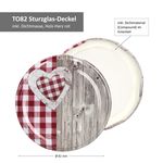 12er Set Rundglas 1062 ml To 82 Holz Herz rot Deckel incl. Diamant Gelierzauber Rezeptheft_Bild_4
