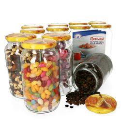 1062GlaeserHonig12erSet.jpg 12er Set Rundglas 1062 ml Carino To 82 Deckel mit Honigwabe incl. Diamant Gelierzauber Rezeptheft_Bild_1