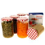 6er Set Rundglas 720 ml To 82 rot karierter Deckel incl. Diamant Gelierzauber Rezeptheft_Bild_1