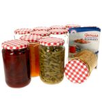 12er Set Rundglas 720 ml To 82 rot karierter Deckel incl. Diamant Gelierzauber Rezeptheft_Bild_1