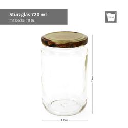 720er-Sturz-Bemassung-Holz-Dekor.jpg 6er Set Rundglas 720 ml To 82 Holzdekor Deckel incl. Diamant Gelierzauber Rezeptheft_Bild_3