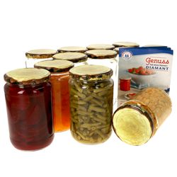 12erSet720GlaeserHolz.jpg 12er Set Rundglas 720 ml To 82 Holzdekor Deckel incl. Diamant Gelierzauber Rezeptheft_Bild_4