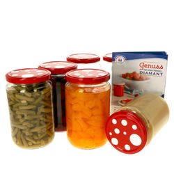6erSet720GlaeserFliegenpilz.jpg 6er Set Rundglas 720 ml To 82 Fliegenpilz Deckel incl. Diamant Gelierzauber Rezeptheft_Bild_1