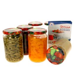 6erSet720GlaeserObst.jpg 6er Set Rundglas 720 ml To 82 Obst Deckel incl. Diamant Gelierzauber Rezeptheft_Bild_1