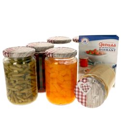 6erSet720GlaeserHerzRot.jpg 6er Set Rundglas 720 ml To 82 Holz Herz rot Deckel incl. Diamant Gelierzauber Rezeptheft_Bild_1