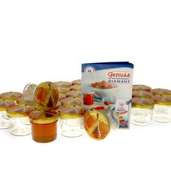 Honig-Glaeser-125-50erSet.jpg 50er Set Sturzglas 125 ml Carino To 66 Deckel mit Honigwabe incl. Diamant Gelierzauber Rezeptheft_Bild_1