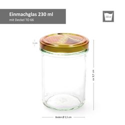 230er-HOCH-Sturz-Honigwabe-Carino-Bemassung.jpg 25er Set Sturzglas 230 ml HOCH Carino To 66 Deckel mit Honigwabe incl. Diamant Gelierzauber Rezeptheft_Bild_3