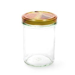 Honigglas230hochsingle.jpg 25er Set Sturzglas 230 ml HOCH Carino To 66 Deckel mit Honigwabe incl. Diamant Gelierzauber Rezeptheft_Bild_2