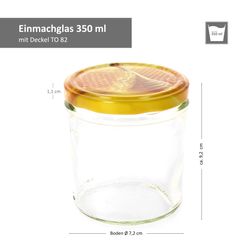 350er-Sturz-Honigwabe-Carino-Bemassung.jpg 25er Set Sturzglas 350 ml Carino To 82 Deckel mit Honigwabe incl. Diamant Gelierzauber Rezeptheft_Bild_3
