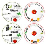 4er Set Pizzateller Tomate Weiß mit Dekor Ø 31cm - 2x Grün & 2x Rot - 27020533_Bild_1