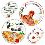 6er Set Pizzateller Tomate Weiß mit Dekor Ø 31cm - 3x Grün & 3x Rot - 27020533_Bild_2