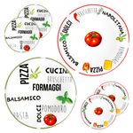 6er Set Pizzateller Tomate Weiß mit Dekor Ø 31cm - 3x Grün & 3x Rot - 27020533_Bild_1