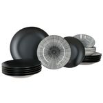 18tlg. Tellerset Nagano schwarz / weiß für 6 Personen_Bild_1