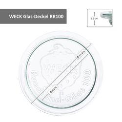 bemassung-WECK-Glas-Deckel-RR100.jpg 6er Set Weck Quentin 795 ml + 6 Glasdeckel mit Rezeptheft_Bild_4