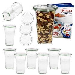 WECK-Quadro-Glas-795ml-mit-Deckel-9er-Set-2.jpg 9er Set Weck Quentin 795 ml + 9 Glasdeckel mit Rezeptheft_Bild_1