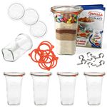 6er Set Weck Quentin 795 ml + 6 Glasdeckeldeckel + 6 Einkochringe + 12 Klammern mit Rezeptheft_Bild_1