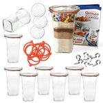 9er Set Weck Quentin 795 ml + 9 Glasdeckeldeckel + 9 Einkochringe + 18 Klammern mit Rezeptheft_Bild_1