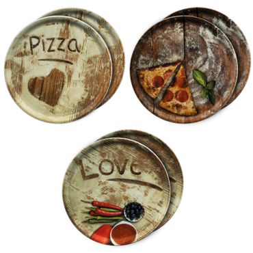 6er Set Pizzateller 33cm Flour 2x Olive + 2x Salami + 2x Lieblingspizza_Bild_1