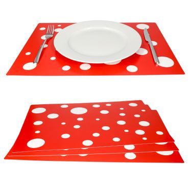 4er Set Tischset rot mit weißen Punkten 45 x 32 cm_Bild_1