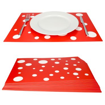 12er Set Tischset rot mit weißen Punkten 45 x 32 cm_Bild_1