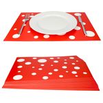 12er Set Tischset rot mit weißen Punkten 45 x 32 cm_Bild_1