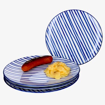4er Set Speiseteller 27cm Streifen Seaside - Ritzenhoff 270228_Bild_1