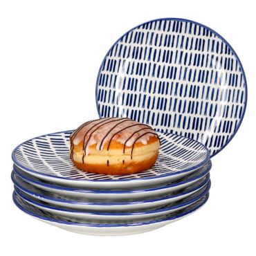 6er Set Dessert- Kuchenteller Jail Blau Weiß - 89986_Bild_1