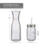 5tlg Set Vivalto Lima Karaffe + 4x Glas mit Deckel und Strohhalm_Bild_4