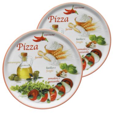 2er Set Pizzateller Napoli Pizzafoods rot 33cm - 04018#ZP2_Bild_2
