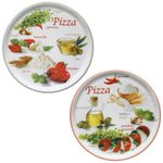 2er Set Pizzateller Napoli Pizzafoods grün + rot 33cm - 04018#ZP1 + 04018#ZP2_Bild_1