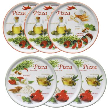 6er Set Pizzateller Napoli Pizzafoods grün + rot 33cm - 04018#ZP1 + 04018#ZP2_Bild_3