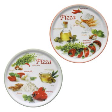 2er Set Pizzateller Napoli Pizzafoods grün + rot 31cm - 04019#ZP2 + 04019#ZP1_Bild_1