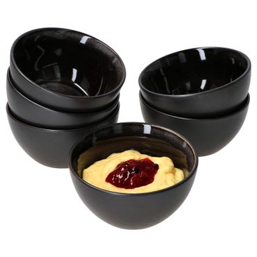 6er Set Pudding-Schale Reactive Glaze Grey Black 6cm - 24321862_Bild_1