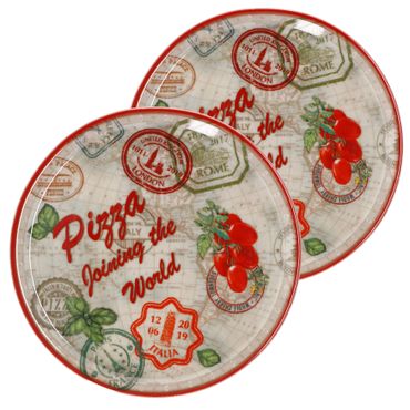 2er Set Pizzateller Charme Red - Rom rot - 33cm - 04018#ZCHAR_Bild_5