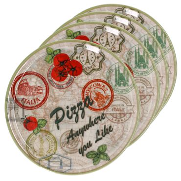 4er Set Pizzateller Charme Green - Moskau grün - 33cm - 04018#ZCHAV_Bild_5