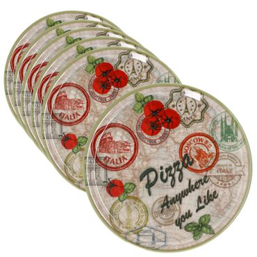 6er Set Pizzateller Charme Green - Moskau grün - 33cm - 04018#ZCHAV_Bild_5