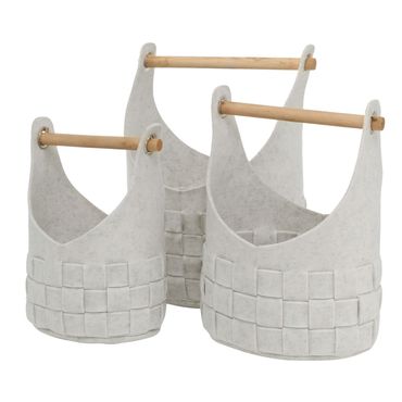 B. F. 3er Set CUI Filzkörbe mit Holzgriff beige – 1010420_Bild_1