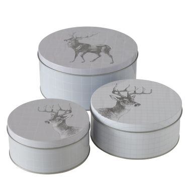B. F. 3tlg Set Fredi Luis Gebäckdose mit Rentier Grau aus Metall - 2012429_Bild_1