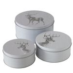 B. F. 3tlg Set Fredi Luis Gebäckdose mit Rentier Grau aus Metall - 2012429_Bild_1