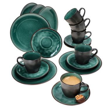 18tlg. Kaffeeservice Leros reactive glaze bluegreen - 24328350_Bild_1
