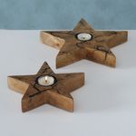 B. 2tlg Set Teelichthalter Percha Stern FLACH aus Mango Holz - 2013425_Bild_2