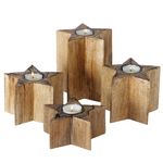 B. 4 tlg Set Teelichthalter Percha Stern HOCH aus Mango Holz - 2013426_Bild_1