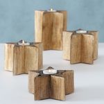 B. 4 tlg Set Teelichthalter Percha Stern HOCH aus Mango Holz - 2013426_Bild_2